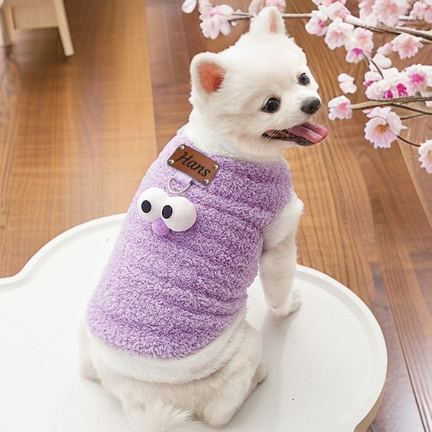 Personalized Leather Patch Lovely Pet Soft Plush Vest | BKPet216