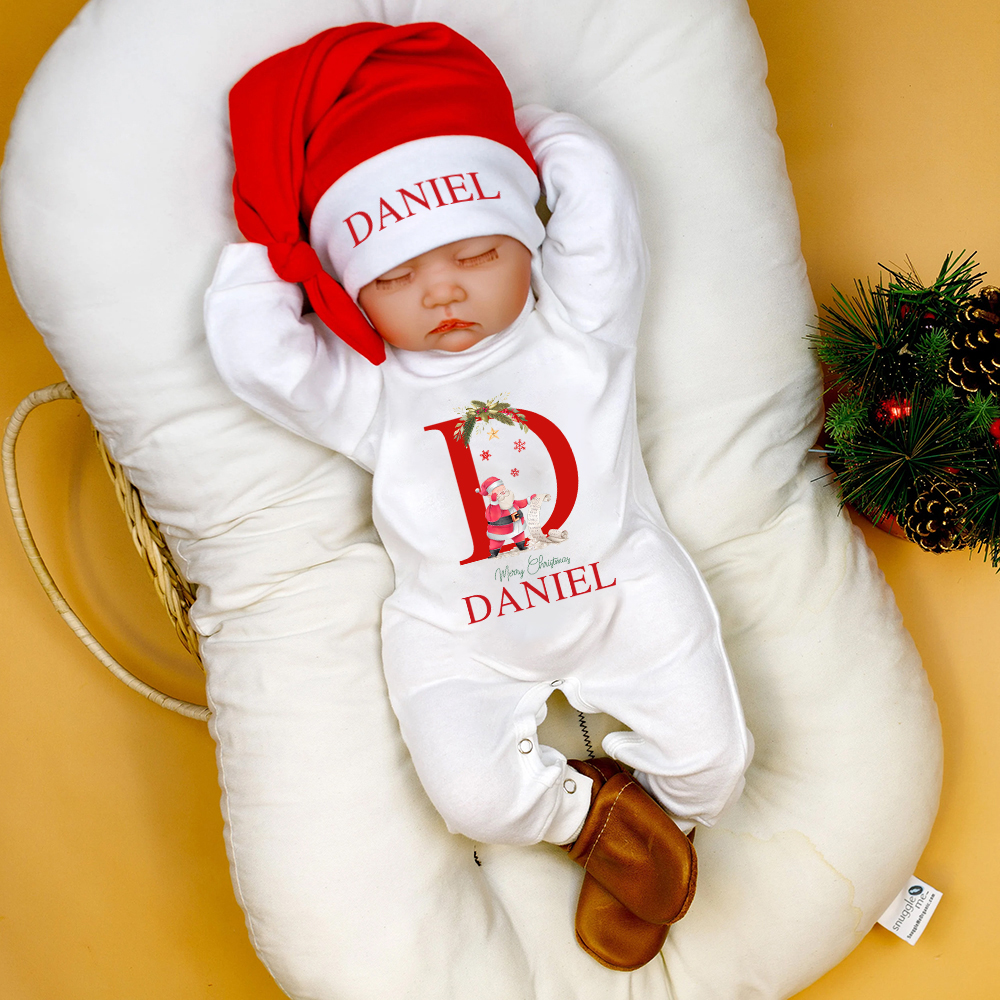 Personalized Baby 1st Christmas Ropmer and Hat Set | MCGift144
