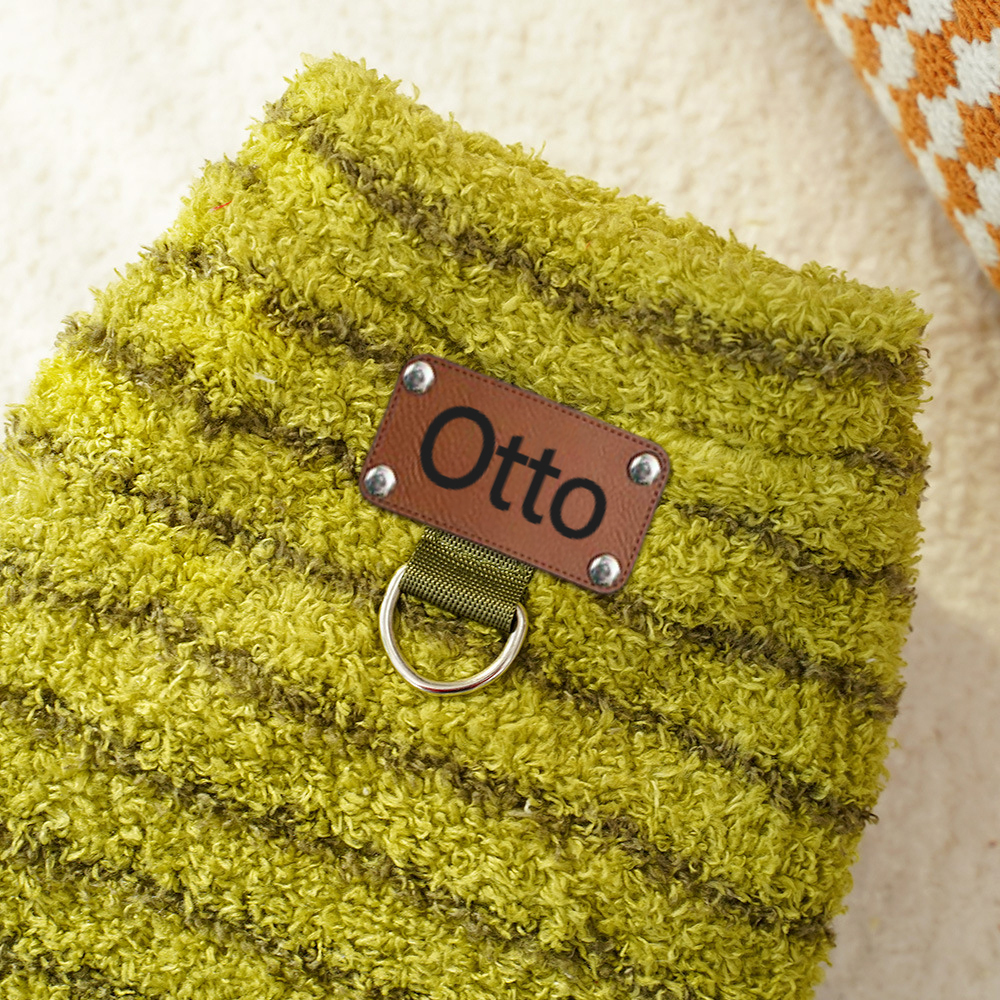 Personalized Leather Patch Stripes Pet Soft Plush Vest | BKPet217