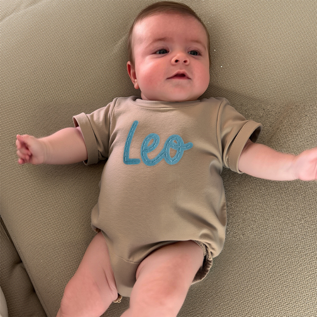 Personalized Baby Hand Embroidered Felt Romper | CWBaby301