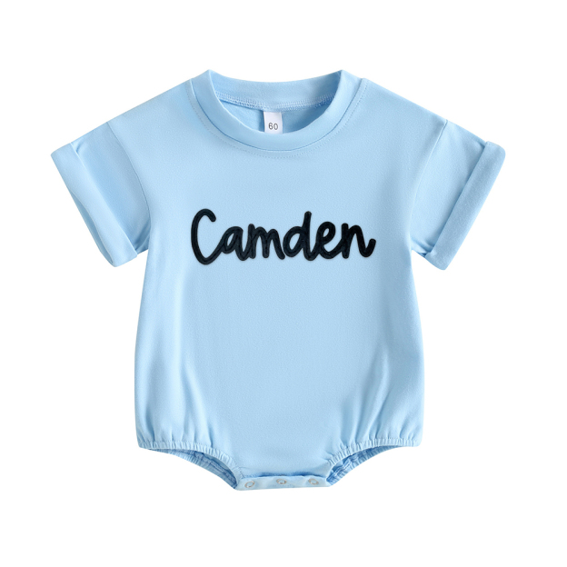 Personalized Baby Hand Embroidered Felt Romper | CWBaby301