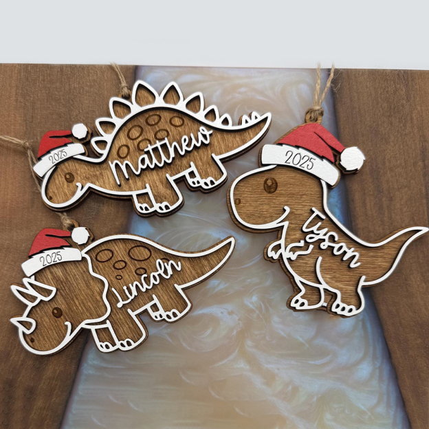 Personalized Christmas Dinosaur Wood Ornaments Decoration | MCGift146