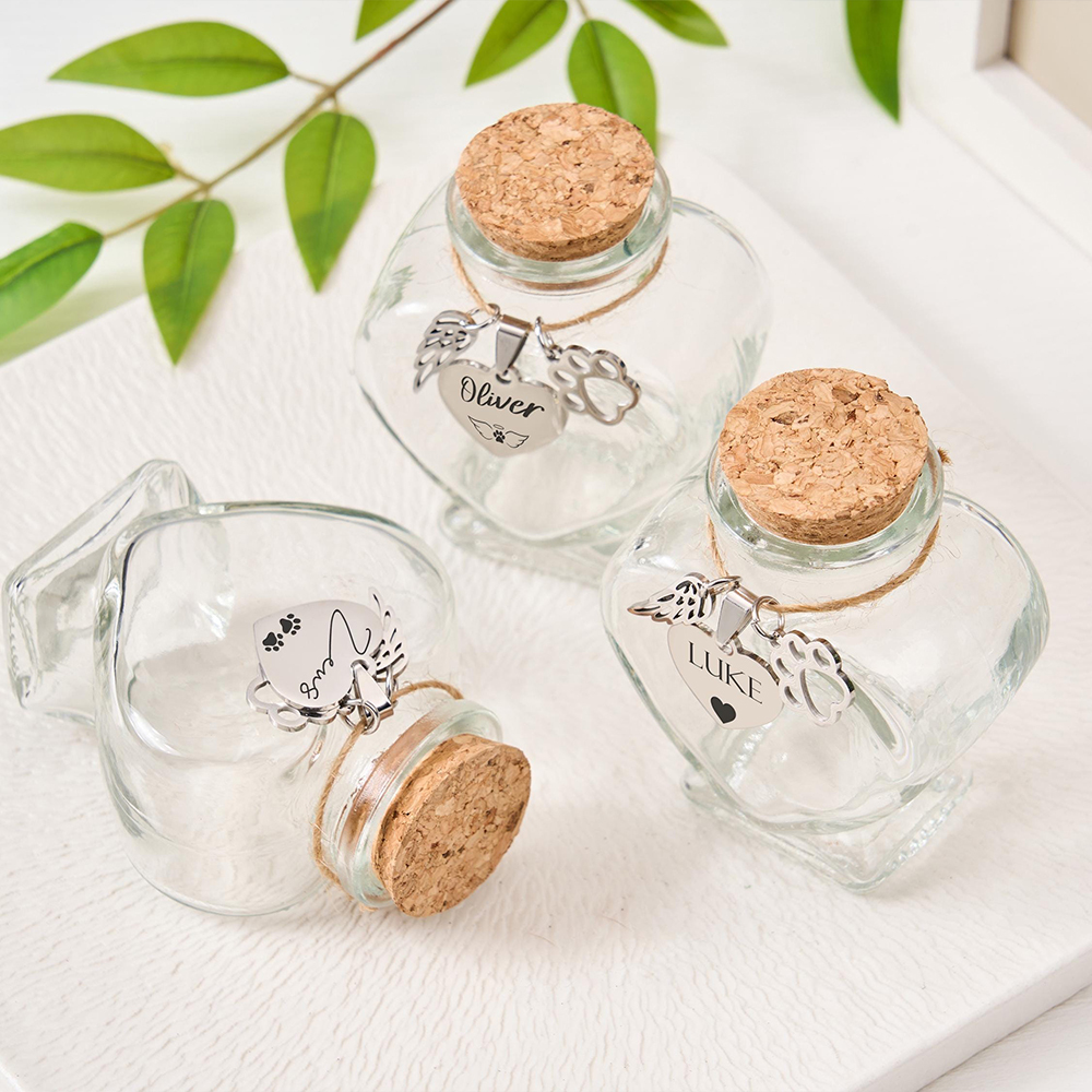 Personalized Pet Hair Heart Memorial Jar | BKPet218