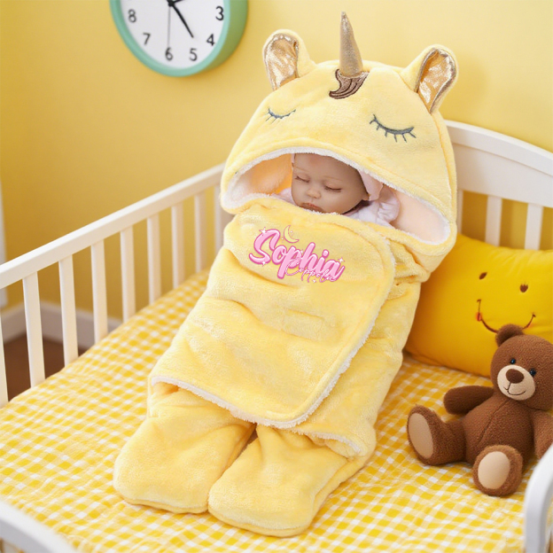 Personalized Baby Unicorn Flannel Super-soft Sleeping Bag | CWBaby307