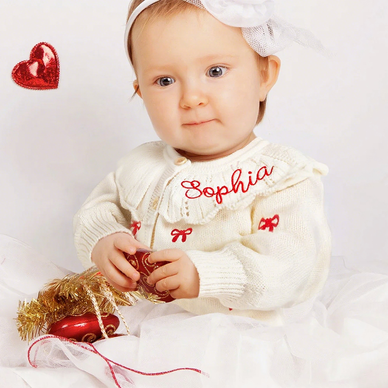 Personalized Embroidered Coquette Bow Cardigan Sweater | CWBaby285