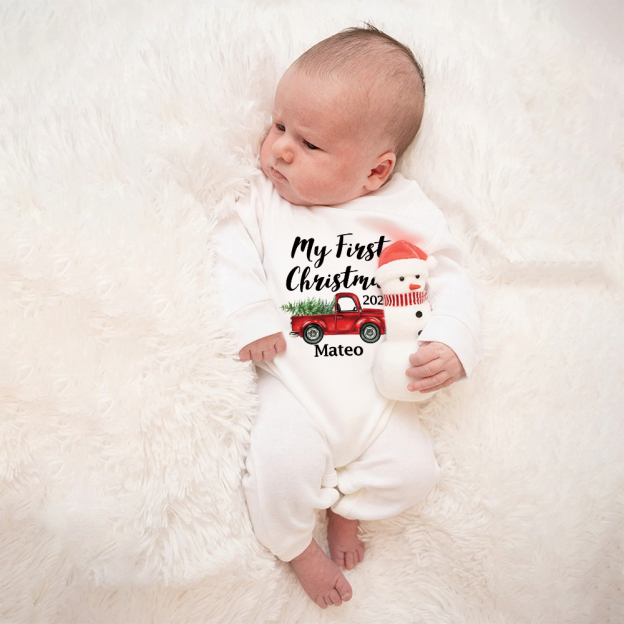 Personalized Baby 1st Christmas Ropmer and Hat Set | MCGift162