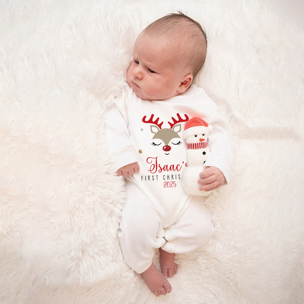 Personalized Baby 1st Christmas Ropmer and Hat Set | MCGift141