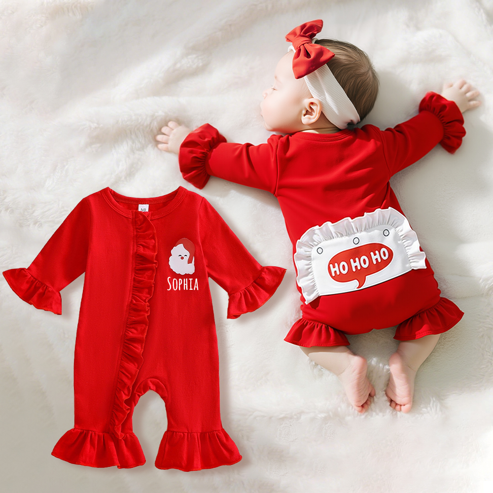 Personalized Baby Christmas Ho Ho Ho Romper | MCGift159