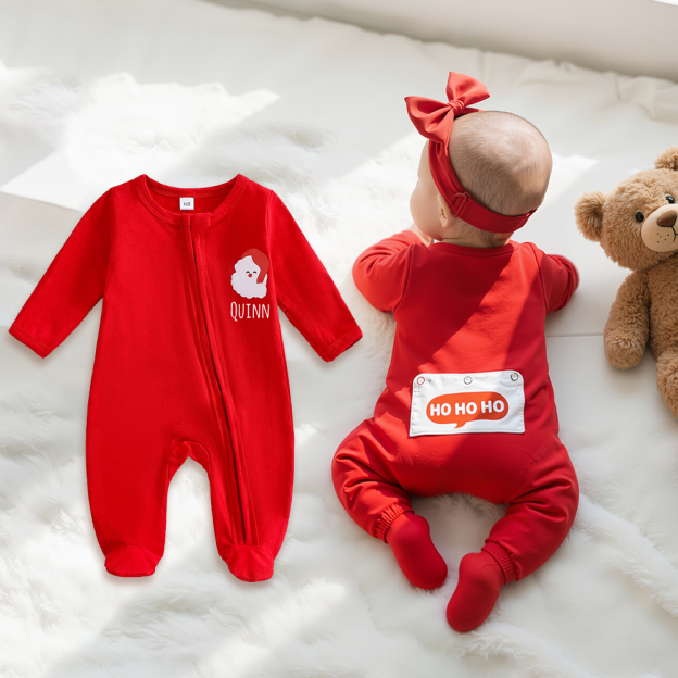 Personalized Baby Christmas Ho Ho Ho Romper | MCGift160