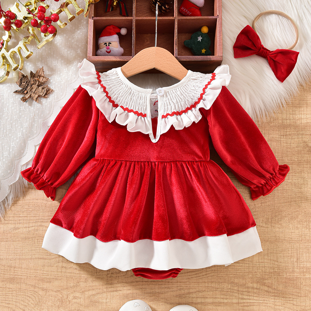 Personalized Christmas Ruffled Velvet Tutu Dress | MCGift165