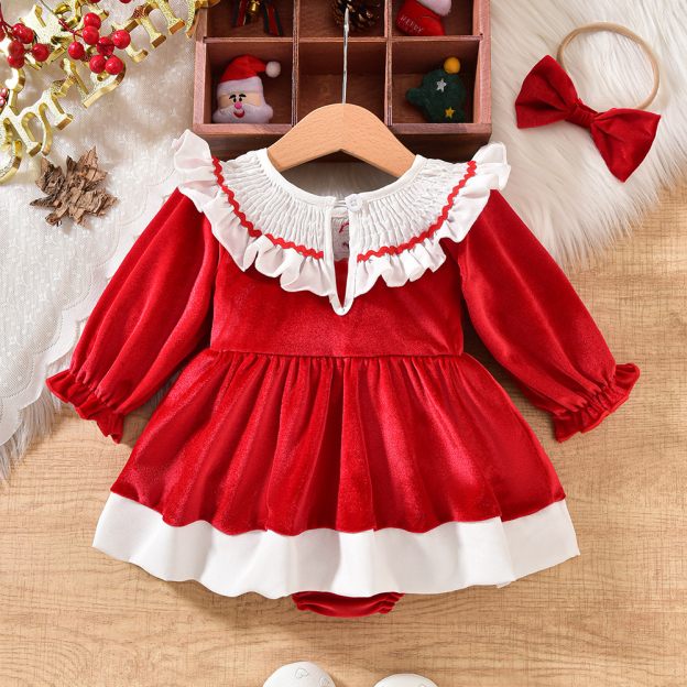 Personalized Christmas Ruffled Velvet Tutu Dress | MCGift165