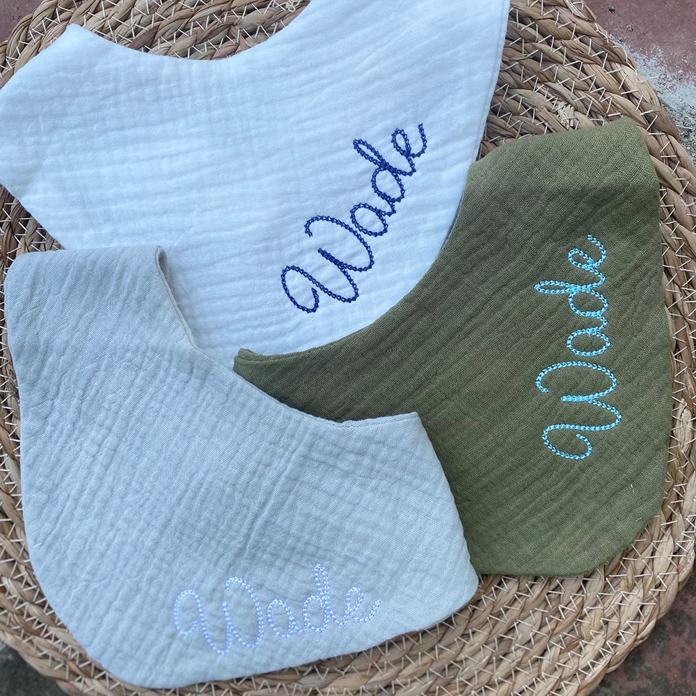 Personalized Embroidered Baby Muslin Bibs | CWBaby8301