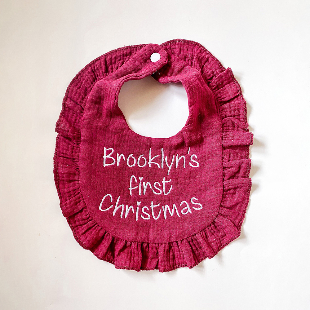 Personalized Embroidered Baby's First Christmas Bib | MCGift169