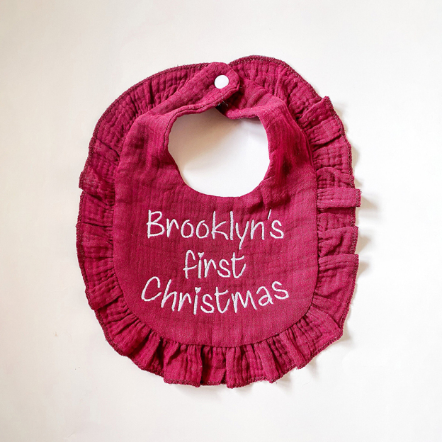 Personalized Embroidered Baby's First Christmas Bib | MCGift169