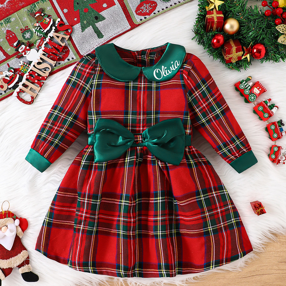 Personalized Checkered Red Christmas Outfit Dress | MCGift170