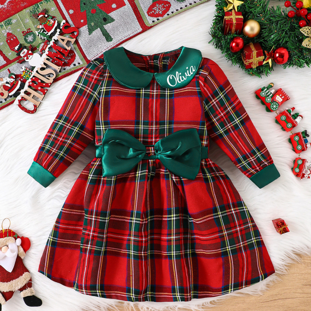 Personalized Checkered Red Christmas Outfit Dress | MCGift170