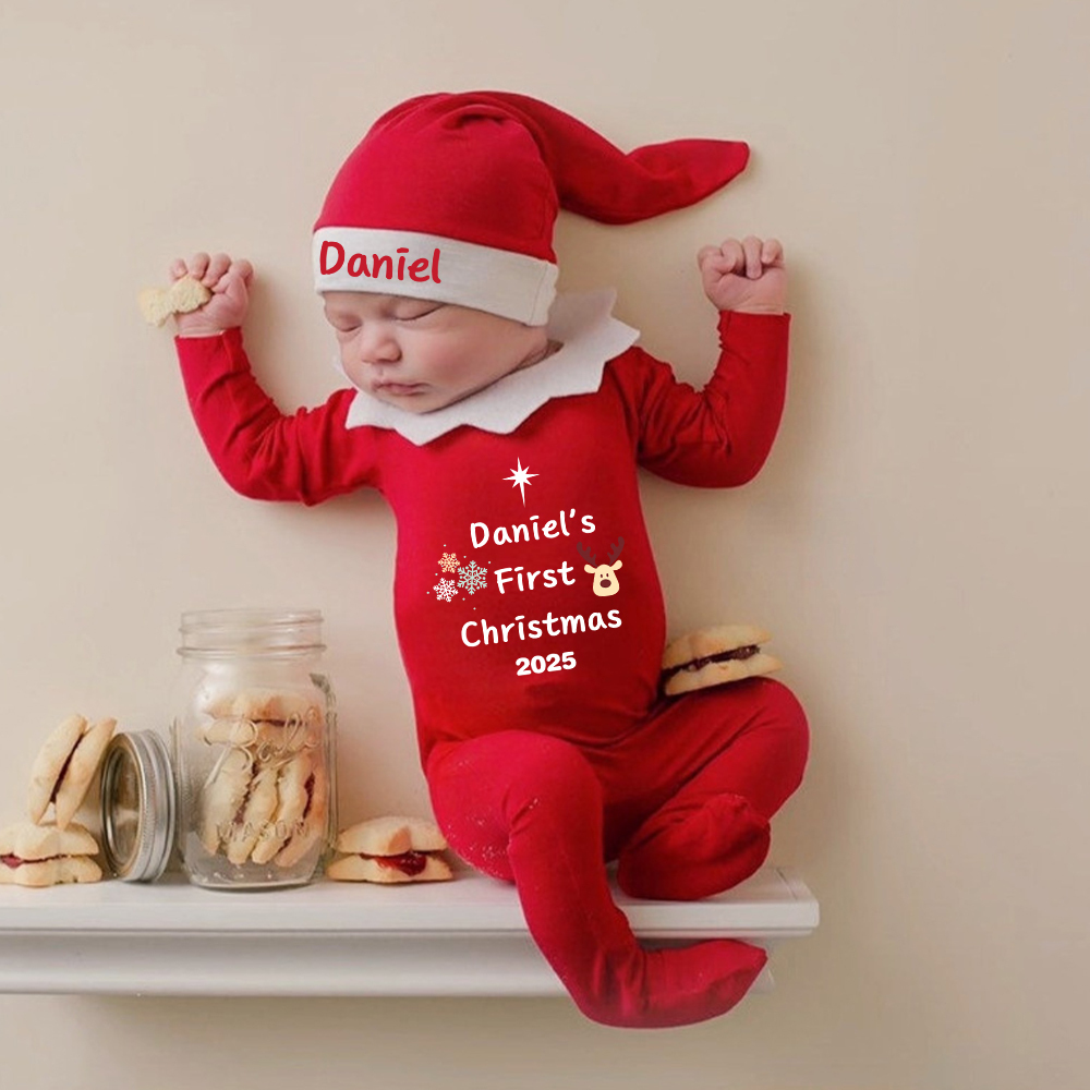 Personalized Christmas Newborn Prop Set Lovely Outfit | MCGift168