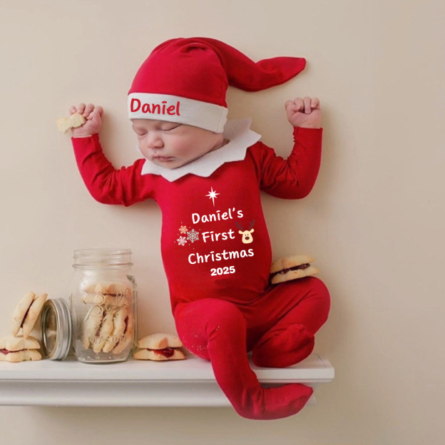 Personalized Christmas Newborn Prop Set Lovely Outfit | MCGift168