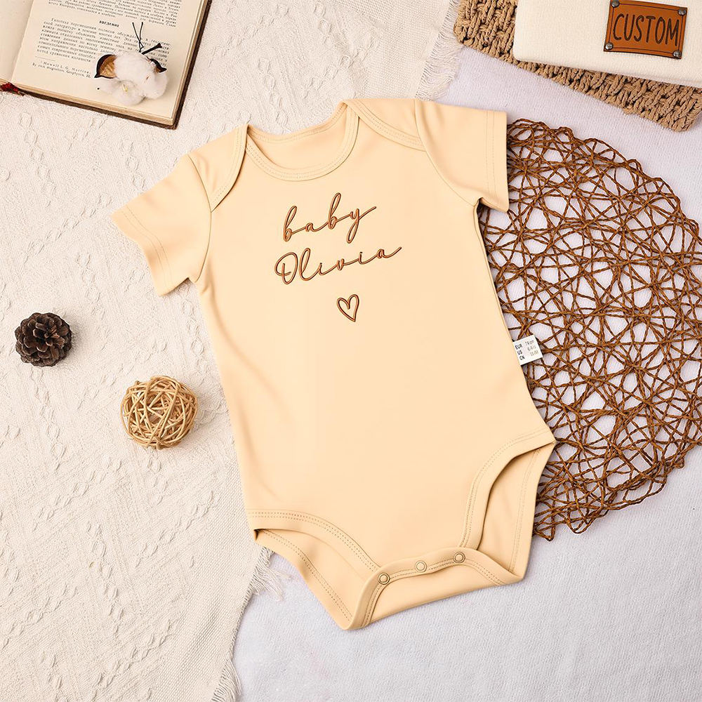 Personalized Embroidered Baby Announcement Romper | CWBaby310