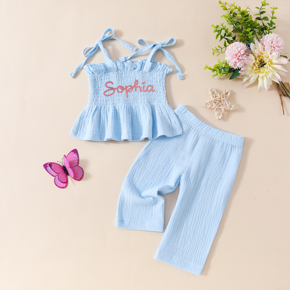 Personalised Hand Embroidery Toddler Girl Outfit | CWBaby313
