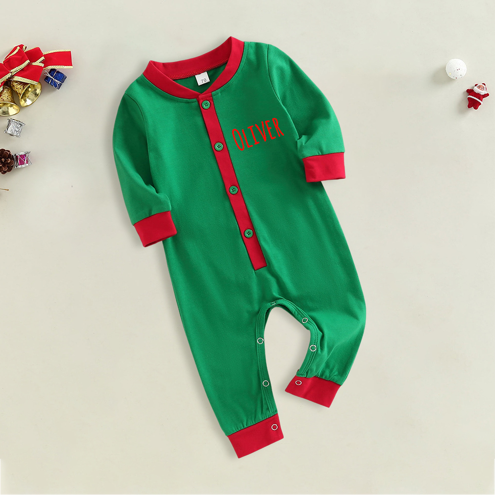 Personalized Embroidery My 1st Christmas Button Down Jumpsuit | MCGift175