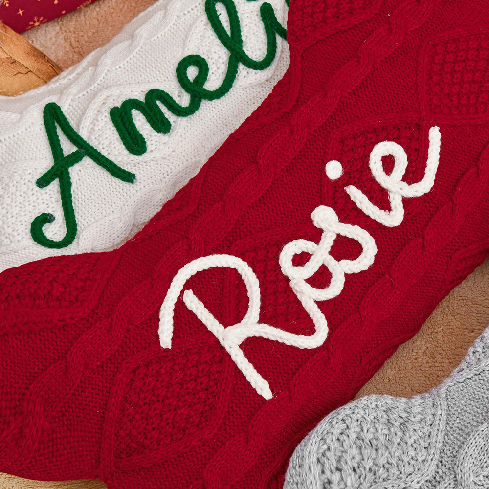Personalized Hand-embroidery Dog Bone Christmas Stocking | MCGift177