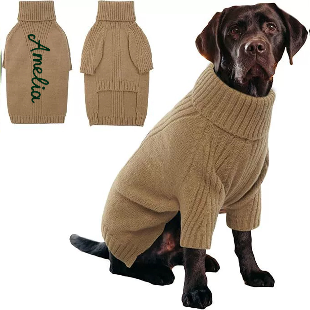 Personalized Hand Embroidery Pets Christmas Knit Sweater | BKPet235