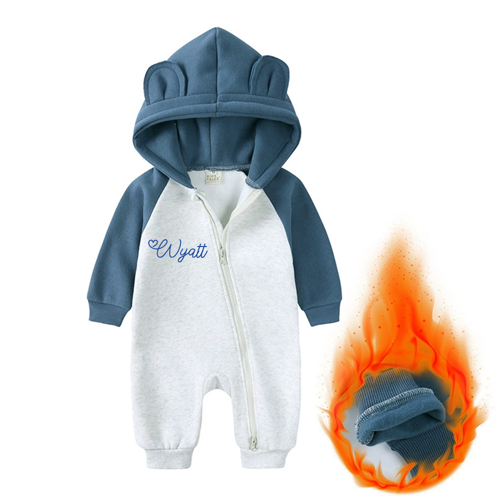 Personalized Baby Winter Cute Bear Warm Hood Romper | CWBaby323