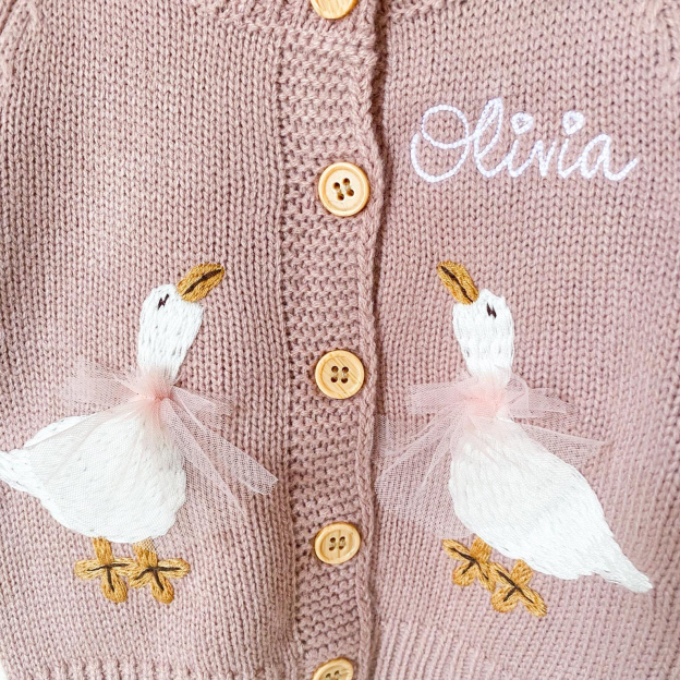 Personalized Baby Embroidered Cute Goose Cardigan | CWBaby325