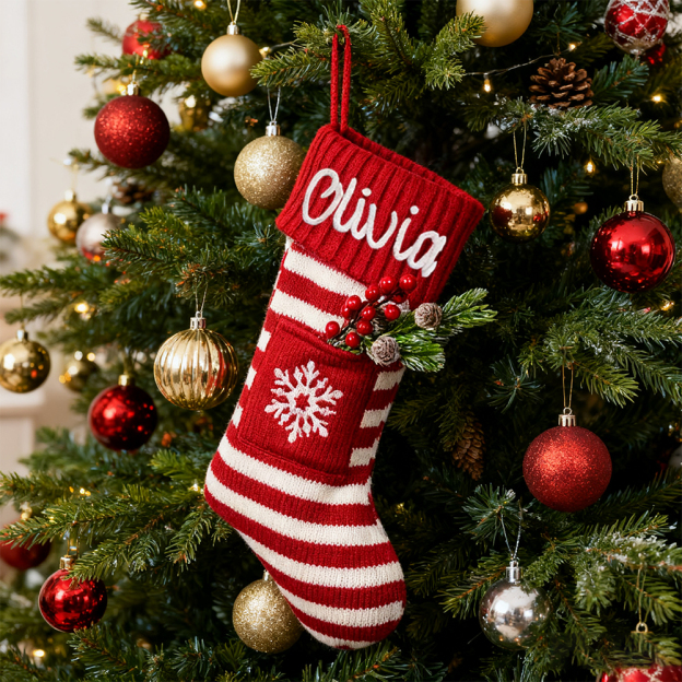 Personalized Hand Embroidered Christmas Decor Stocking | MCGift183