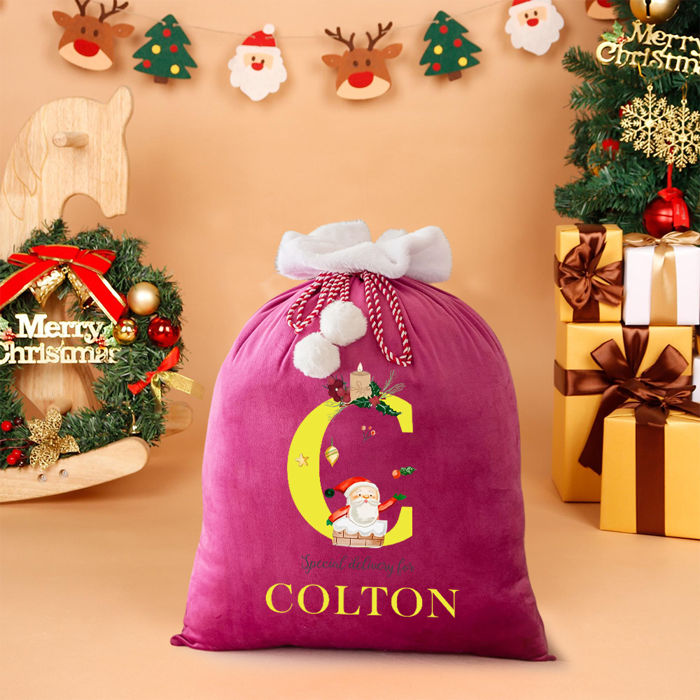 Personalized Christmas Velvet Santa Sack for Gifts | MCGift186