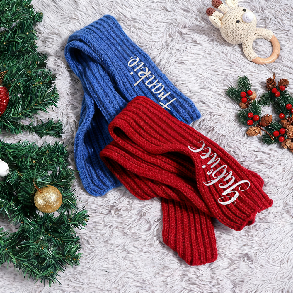 Personalized Embroidery Handmade Knitted Kid Scarf | HSKid68