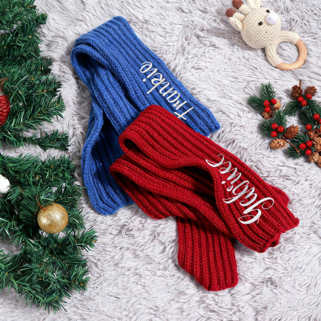 Personalized Embroidery Handmade Knitted Kid Scarf | HSKid68