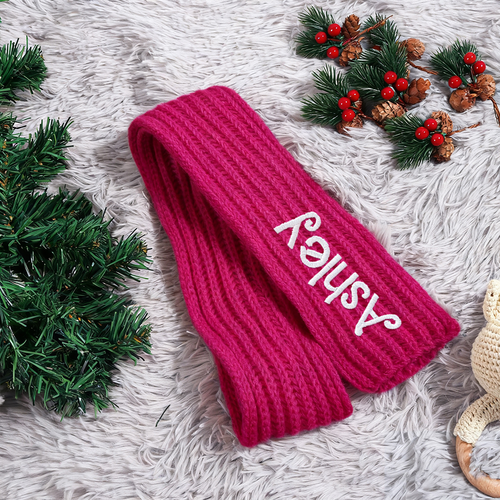 Personalized Embroidery Handmade Knitted Kid Scarf | HSKid68