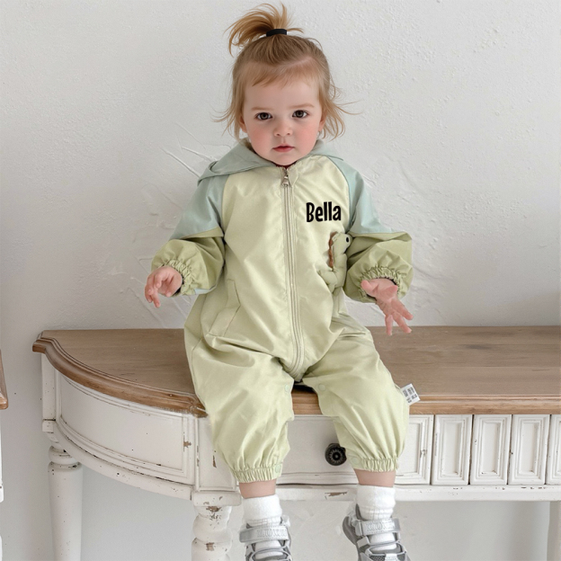 Personalized Baby Autumn Windproof Dinosaur Romper | CWBaby333