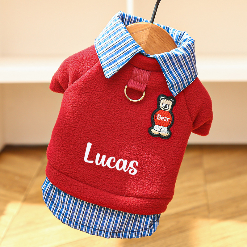 Personalized Pet Grid Collar Fleece Sweatshirt | BKPet244