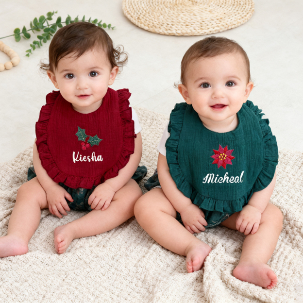 Personalized Embroidered Baby Christmas Bib | MCGift191