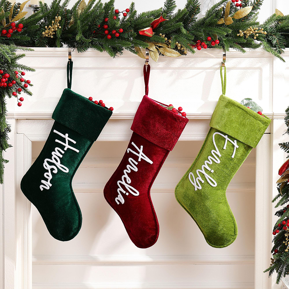 Personalized Hand Embroidery Velvet Christmas Stocking | MCGift192