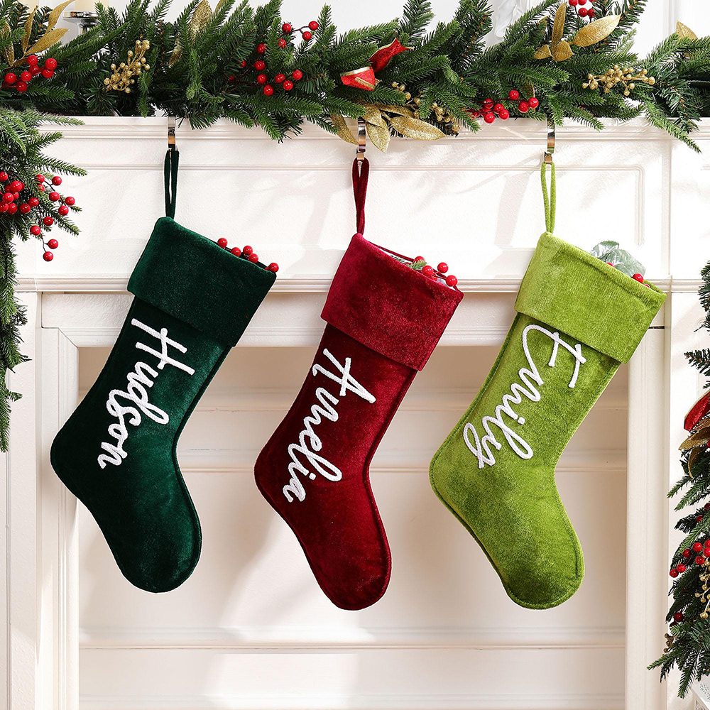 Personalized Hand Embroidery Velvet Christmas Stocking | MCGift192