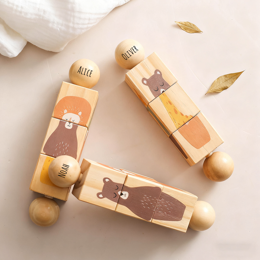 Personalized Wooden Multifunctional Rotating Animal Toy Rattle | CWToy160