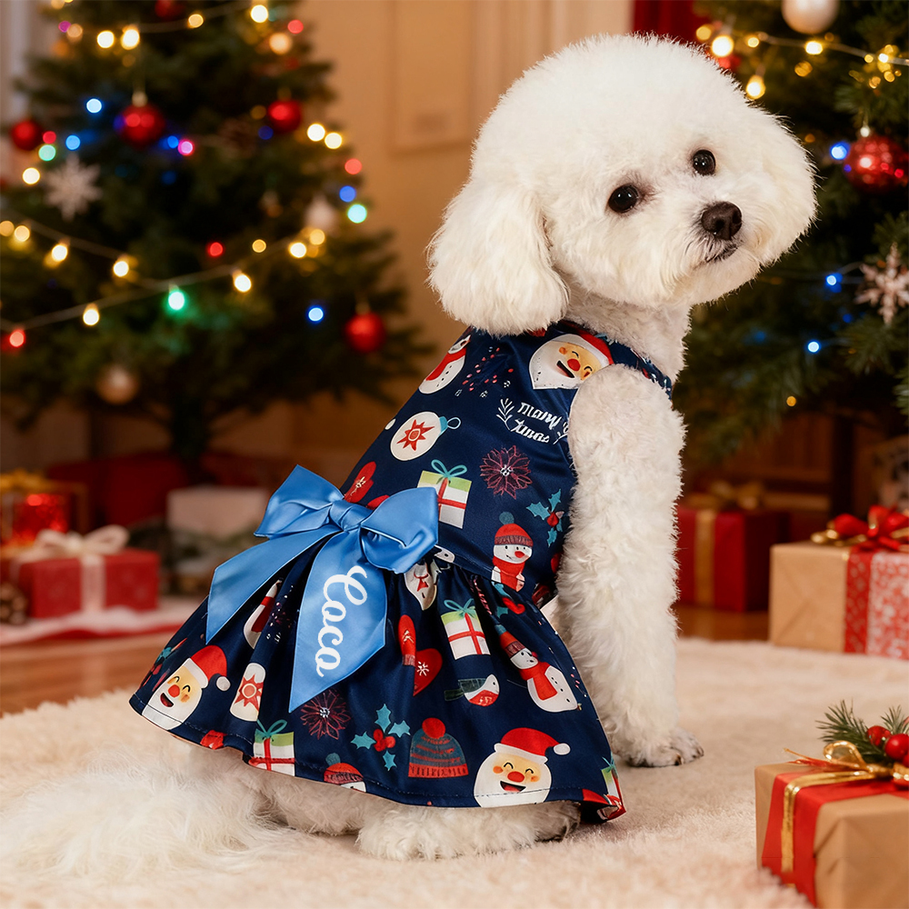 Personalized Pet Large Size Christmas Lovely Bow Dress | MCGift197