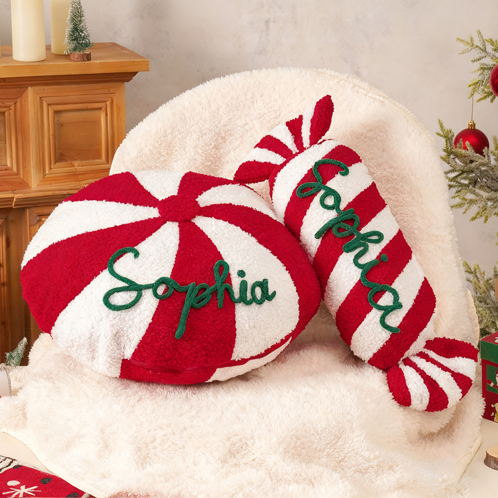 Personalized Hand Embroidery Christmas Candy Pillows | MCGift196