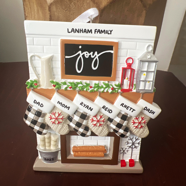 Personalised Fireplace Family Christmas Ornament | MCGift201