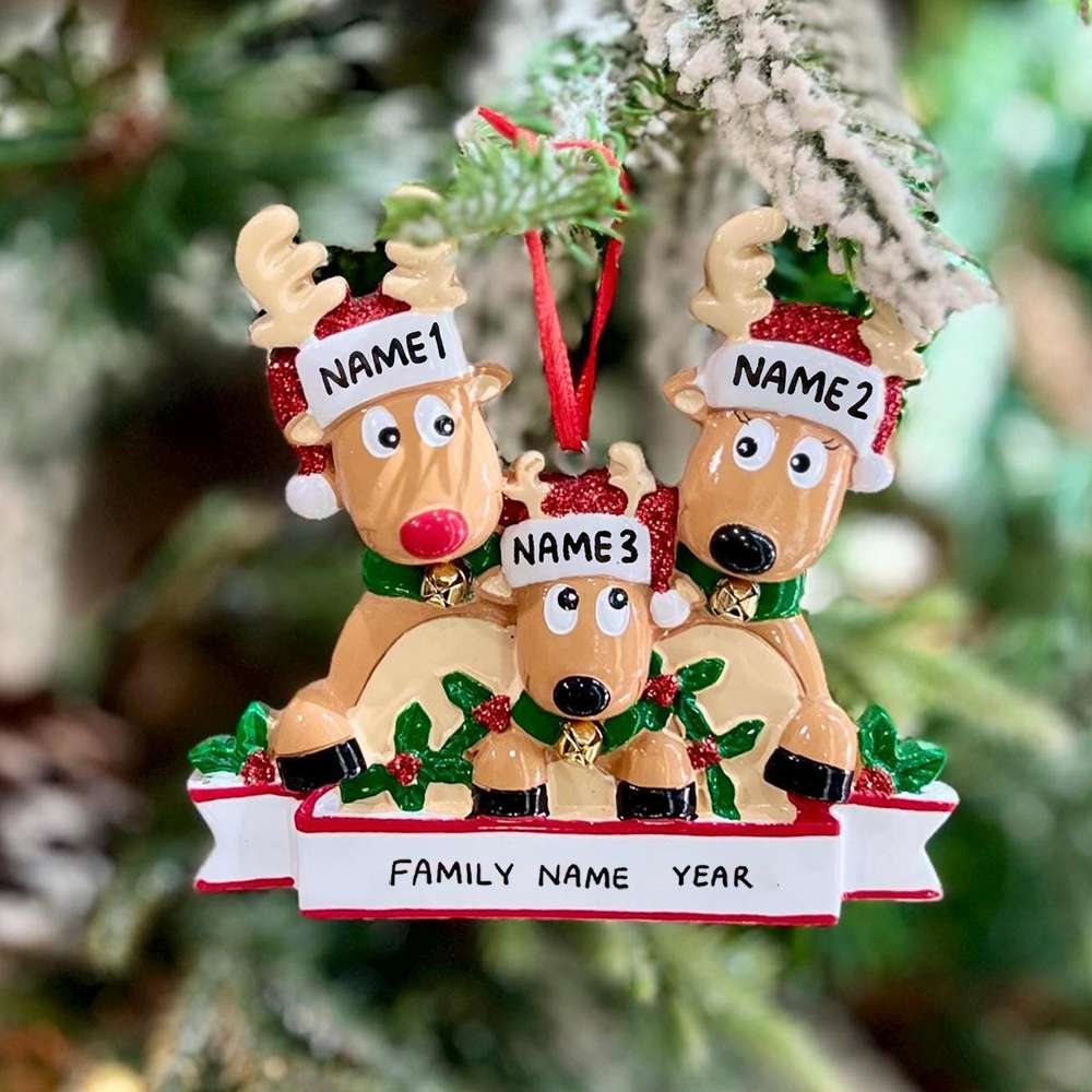 Personalised Elk Family Christmas Ornament | MCGift205