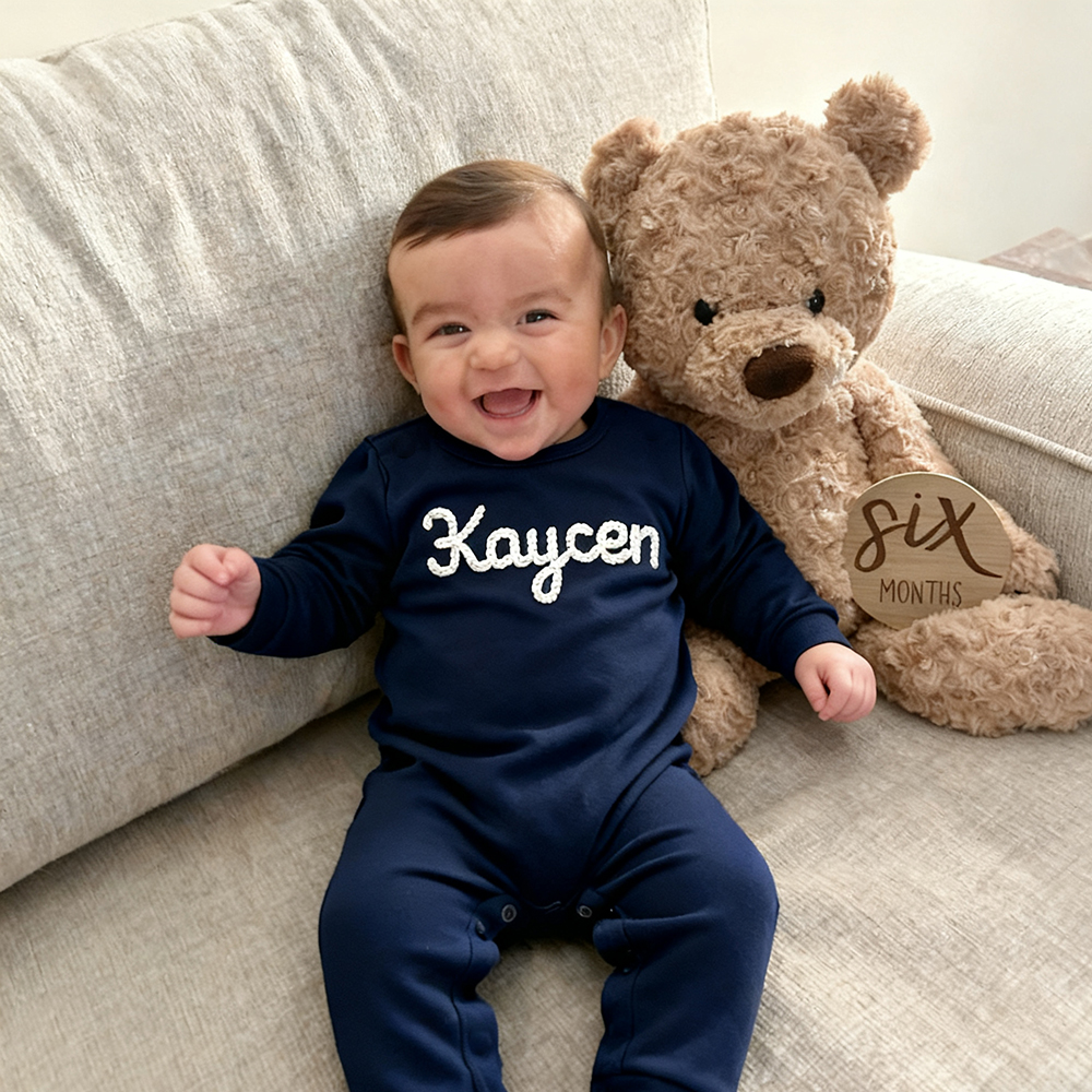 Personalized Hand Embroidered Baby Coming Home Romper | CWBaby337
