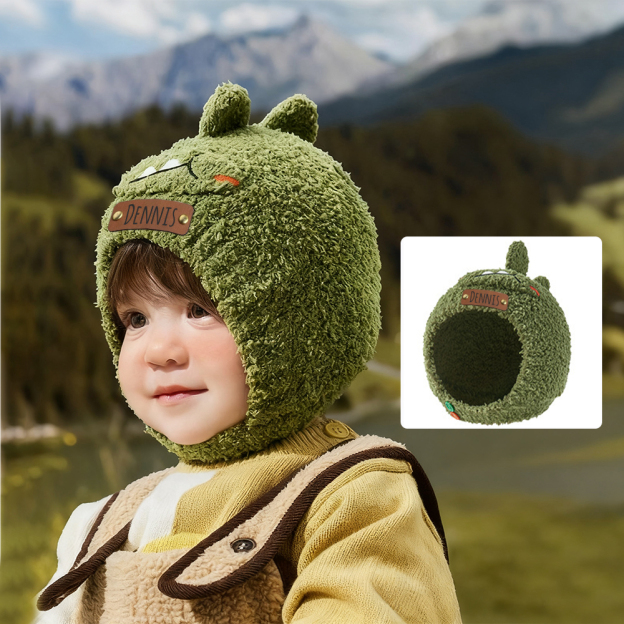 Personalized Leather Patch Adorable Animals Warm Winter Hat | HSKid73