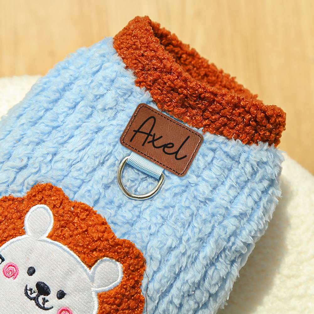 Personalized Pets Leather Patch Lovely Lion Sweater | BKPet252