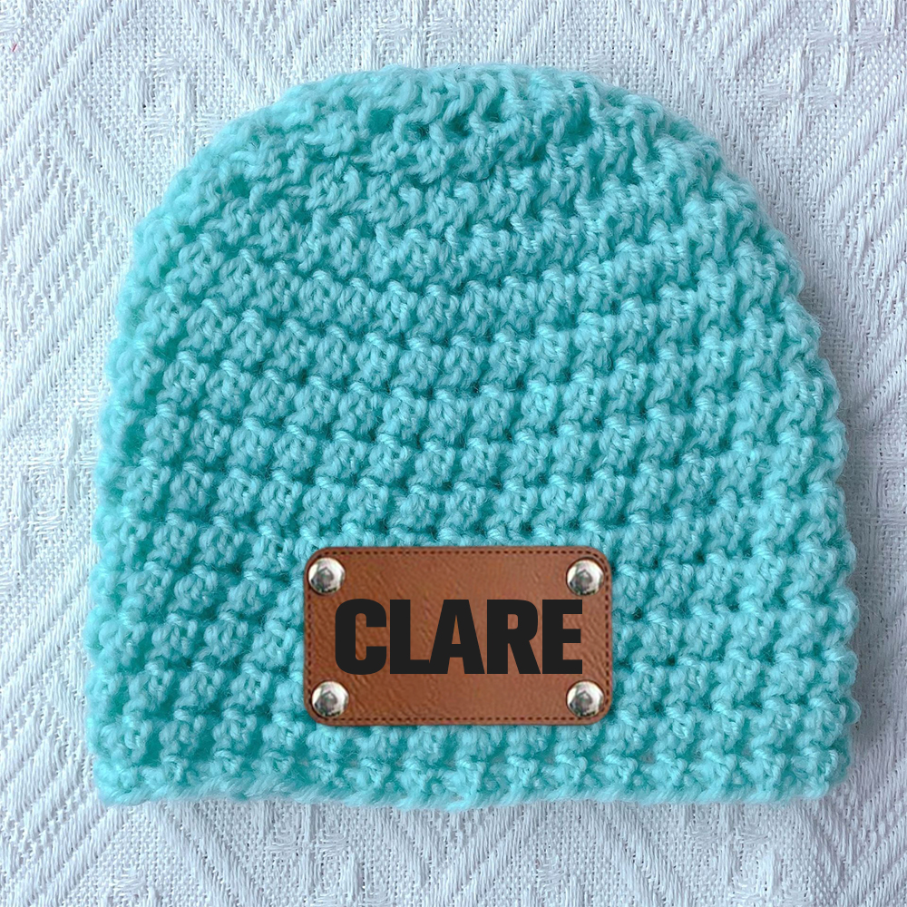 Personalized Leather Patch Baby Winter Warm Knitted Hat | HSKid76