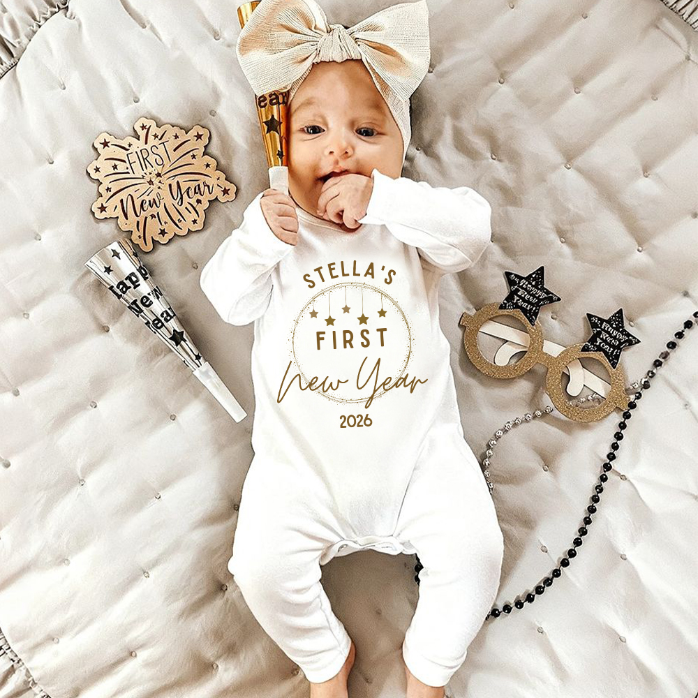 Personalized Baby 1st New Year Romper and Hat Set | CWBaby342