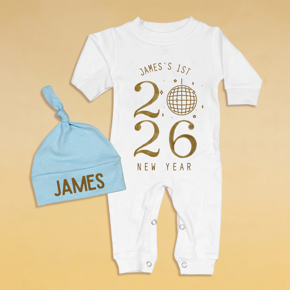 Personalized Baby 1st New Year Romper and Hat Set | CWBaby343